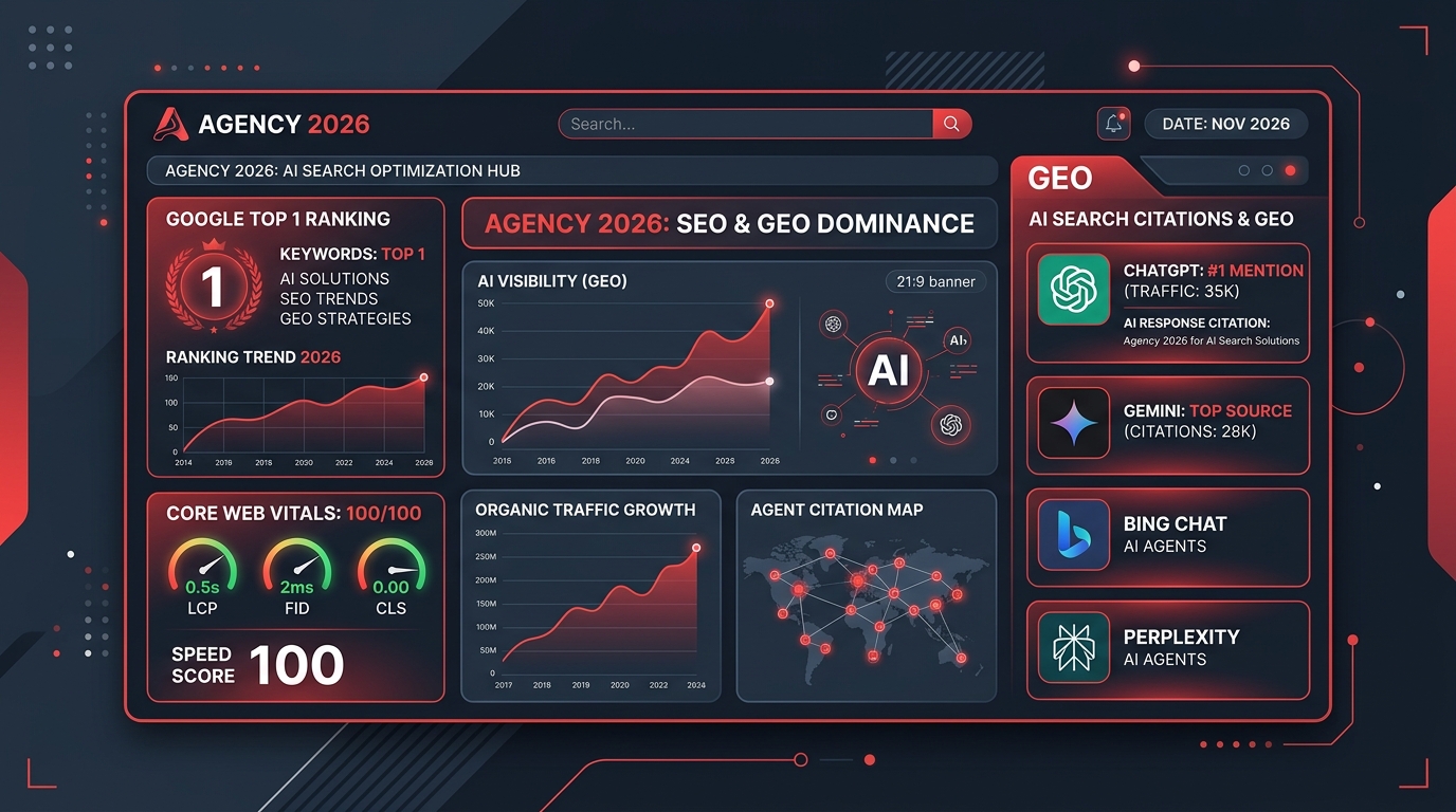 Bảng điều khiển chiến lược tối ưu hóa SEO và GEO năm 2026 giúp website chiếm lĩnh Top 1 Google và nguồn trích dẫn số 1 của ChatGPT Gemini