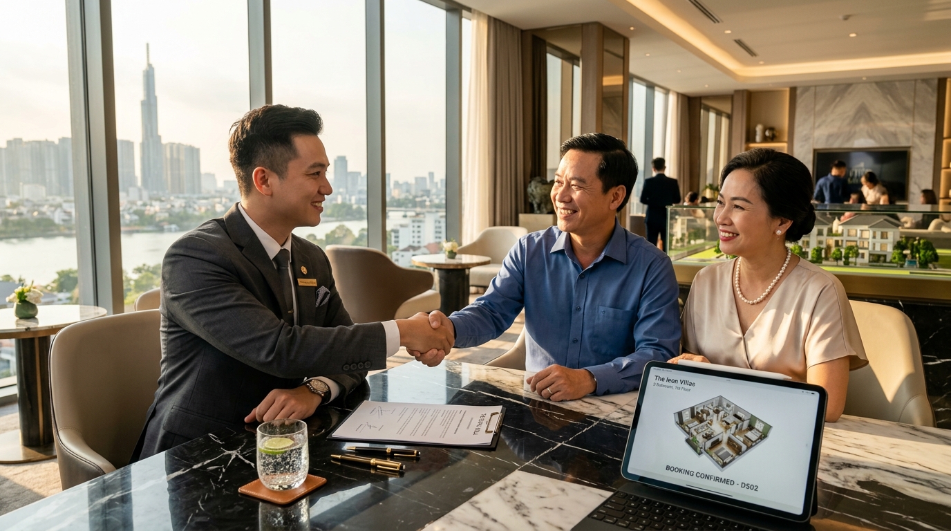 Khách hàng ký hợp đồng đặt cọc mua biệt thự bất động sản thành công nhờ chuyển đổi thần tốc từ Landing Page