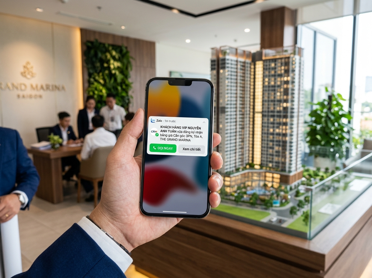 Công nghệ bắn lead bất động sản về Zalo tức thì sau 2 giây tại Sales Gallery