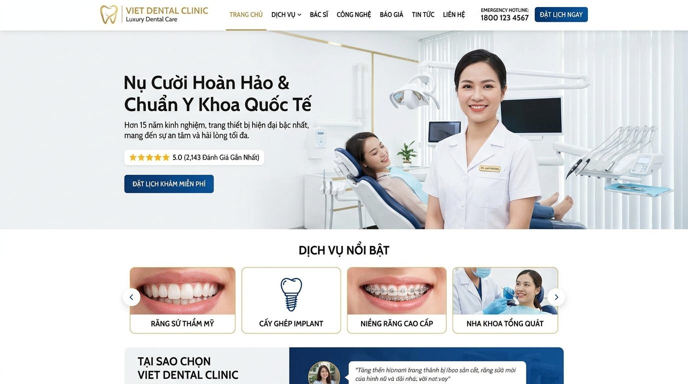 Giao diện đặt lịch nha khoa đa thiết bị