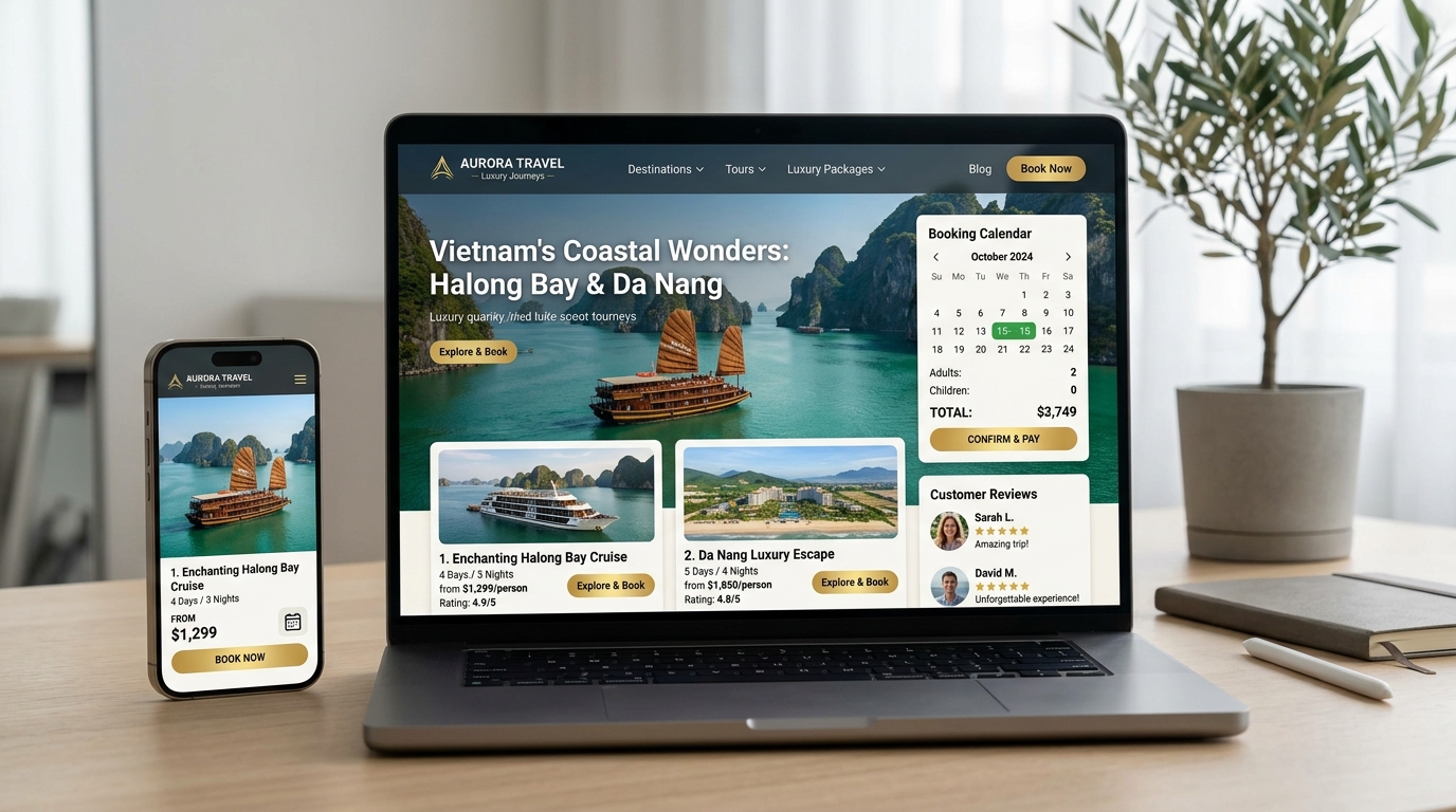 Demo website du lịch và đặt tour trực quan 2026