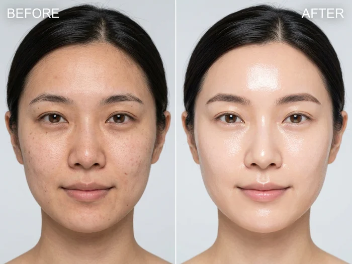 Hình ảnh so sánh trước và sau điều trị da Glass Skin tại Spa Đà Nẵng