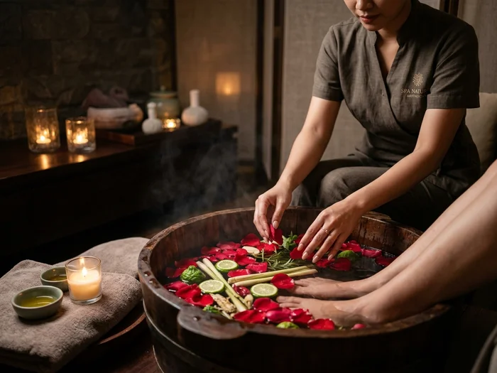 Nghi Thức Ngâm Chân Cánh Hoa Hồng & Thảo Dược Ấm tại Đà Nẵng