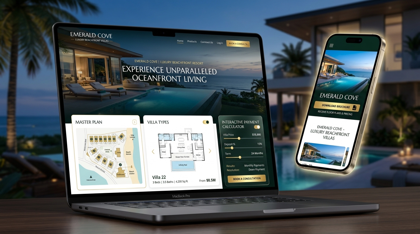 Mẫu giao diện Landing Page Bất Động Sản chuẩn chuyển đổi trên Laptop và Smartphone