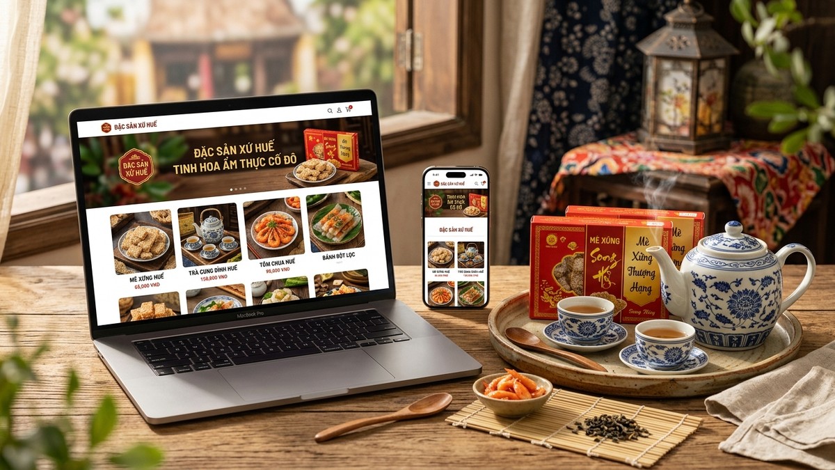 Thiết kế website bán đặc sản mè xửng trà cung đình Huế chuẩn SEO - WEB 247 AGENCY