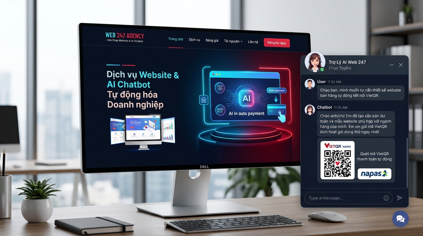 Trợ lý ảo Chatbot AI thông minh tự động tư vấn khách hàng và chốt đơn 24/7 trên website
